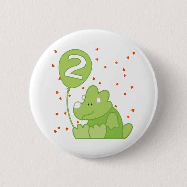 Dino Baby 2nd Birthday 6 Cm Round Badge (Front)