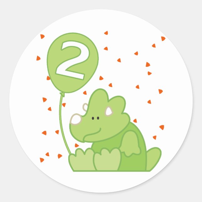 Dino Baby 2nd Birthday Classic Round Sticker (Front)