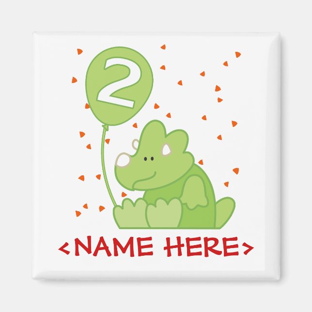 Dino Baby 2nd Birthday Magnet (Front)