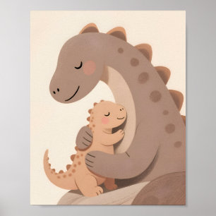 Dino baby And Mother Boho Dino Series Poster