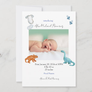 Dino baby birth announcement
