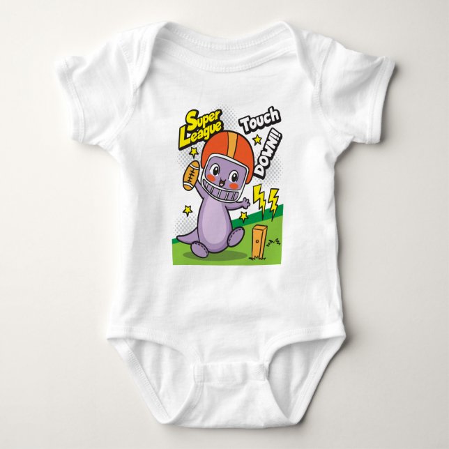 Dino baseball  baby bodysuit (Front)