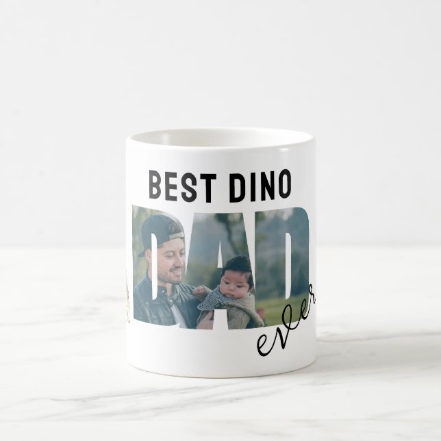 Dino Best Dad Ever Personalised Photo Coffee Mug (Center)