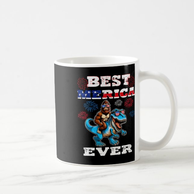 Dino Bigfoot 4th Of July 1776 Boys American Flag M Coffee Mug (Right)