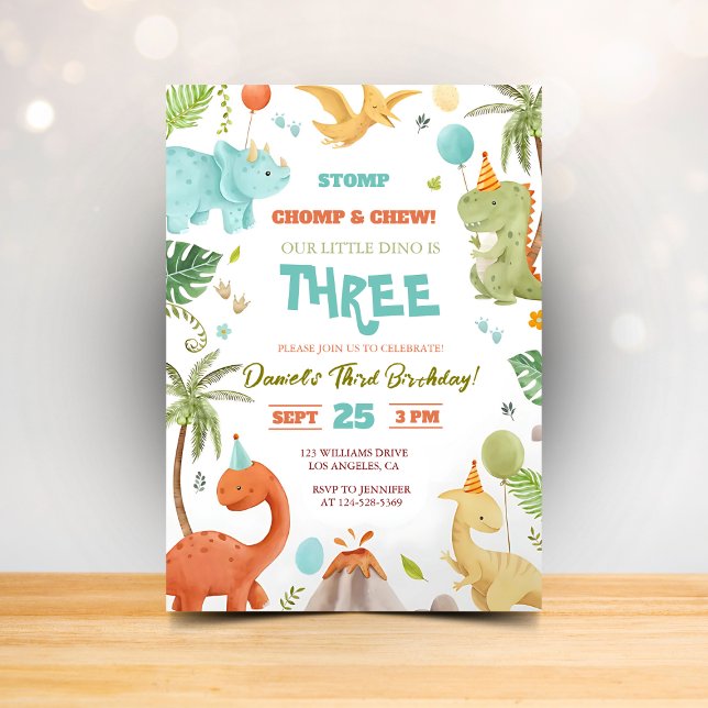 Dino Birthday Bash Invitation Fun for Boys (Creator Uploaded)