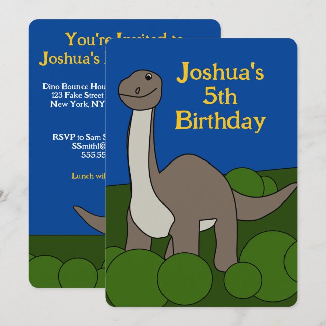 Dino Birthday Invitation (Front/Back)