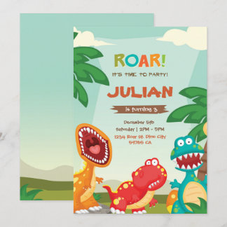 Dino Birthday Invitation Dinosaur Party