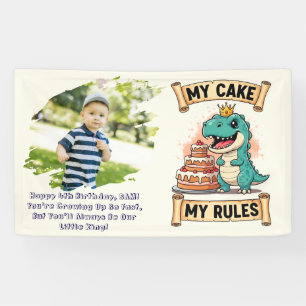 Dino Birthday King My Cake My Rules Banner
