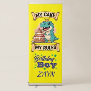 Dino Birthday King My Cake My Rules Retractable Banner