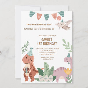 Dino Birthday Party Boho  Invitation