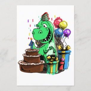 Dino Birthday Party For A 4 Year Old Invitation