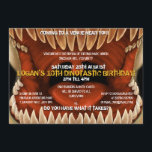 Dino Bite - Monstrous Dinosaur Party Invitations<br><div class="desc">These monstrous dinosaur teeth invitations can really take a bite out of you. Ideal for dinosaur adventure parties or even scary Halloween birthday fright nights! Personalise the event wording yourself to anything you desire,  using the customise button above. All designs are © Novastorm Designs</div>