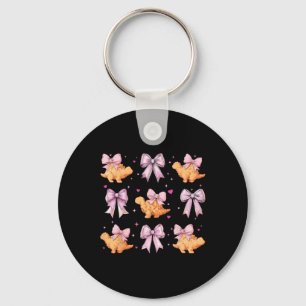 Dino Chicken Nugget Dinosaur Nug Girl Pink Coquett Key Ring