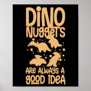 Dino Chicken Nugget Dinosaur Nugs Veggie Funny Poster