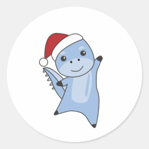 Dino Christmas Dinos Winter Animals Classic Round Sticker