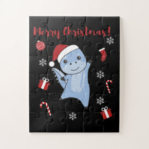 Dino Christmas Dinos Winter Animals Jigsaw Puzzle