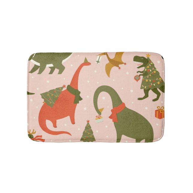 Dino Christmas Party: Tree Rex Bath Mat (Front)