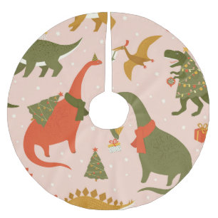 Dino Christmas Party: Tree Rex Brushed Polyester Tree Skirt