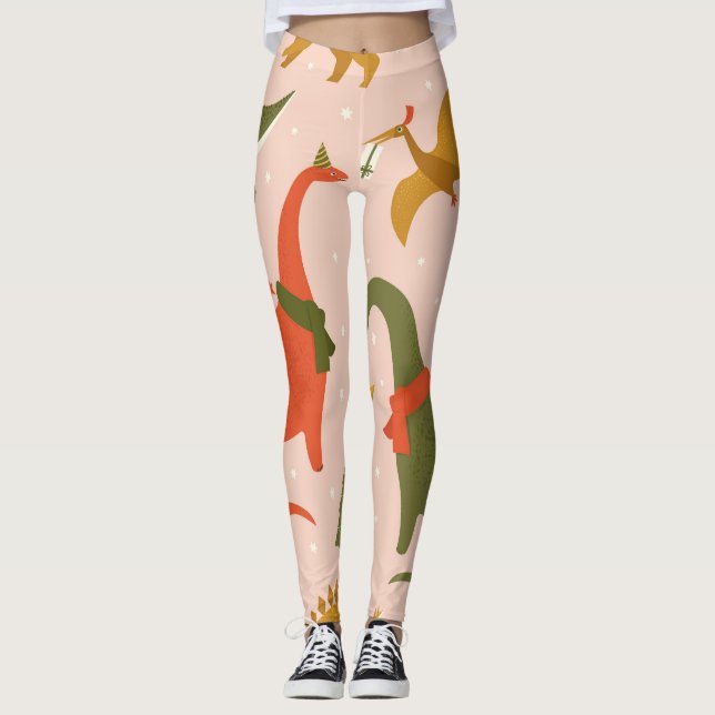Dino Christmas Party: Tree Rex Leggings (Front)