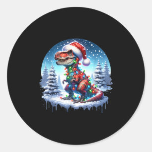 Dino Christmas T-rex Tyrannosaurus Rex Dino Xmas T Classic Round Sticker