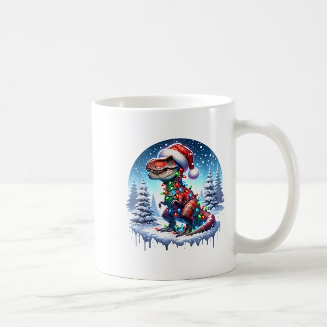 Dino Christmas T-rex Tyrannosaurus Rex Dino Xmas T Coffee Mug (Right)