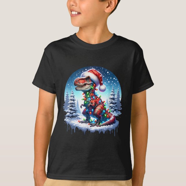 Dino Christmas T-rex Tyrannosaurus Rex Dino Xmas T T-Shirt (Front)
