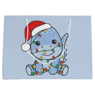 Dino Christmas Winter Animals Holiday Dinos Large Gift Bag