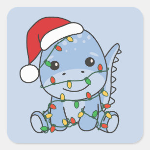 Dino Christmas Winter Animals Holiday Dinos Square Sticker
