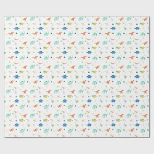 Dino Colourful Dinosaur Birthday Wrapping Paper