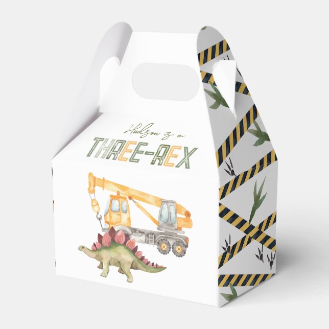 Dino Construction Party Favour Box (Front Side)