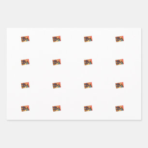 Dino Cowboy Wrapping Paper Flat Sheet Set of 3