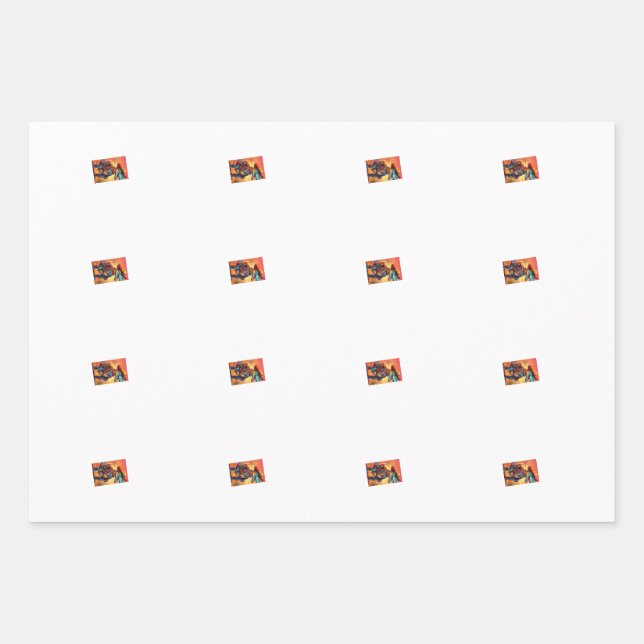 Dino Cowboy  Wrapping Paper Flat Sheet Set of 3 (Front)