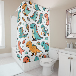 "Dino Delight Shower Curtain" Curtain