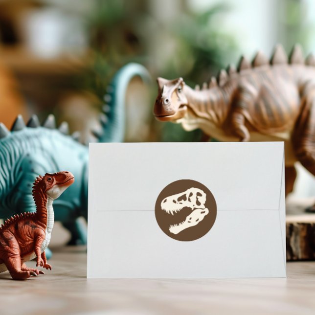 Dino Dig Dinosaur Excavation Birthday Invitation Classic Round Sticker (Creator Uploaded)