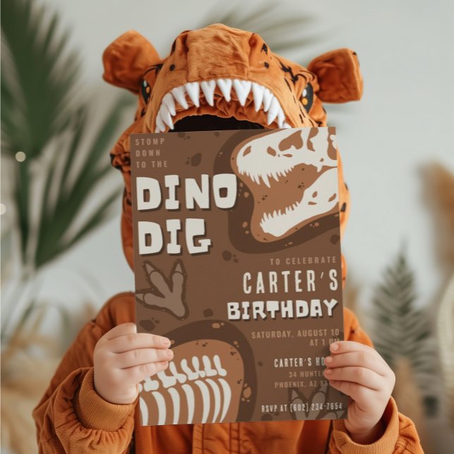 Dino Dig Dinosaur Excavation Birthday Party  Invitation (Creator Uploaded)