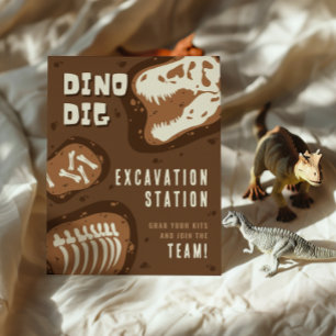 Dino Dig Dinosaur Excavation Station Party Pedestal Sign
