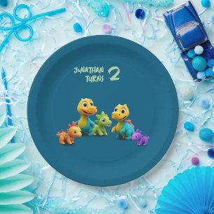 Dino dinosaur kid birthday party baby Paper Napkin Plate