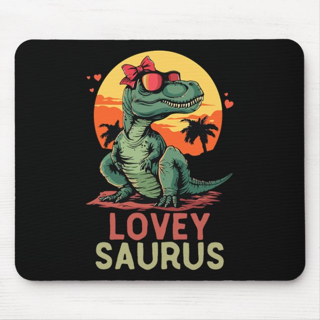 Dino Dinosaur Lovey-saurus T-rex Funny Trex  Mouse Mat (Front)