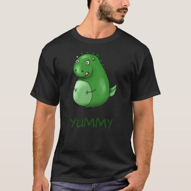Dino Dinosaur Yummy Funny Delicious Irony Fun Funn T-Shirt (Front)