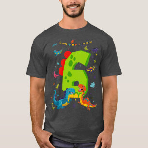 Dino Dinosaurs Kids 6th Birthday 6 Years Old T-Shirt