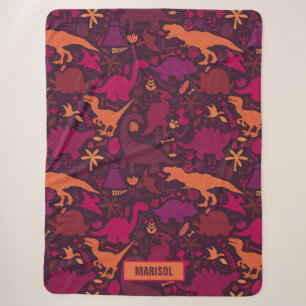 Dino Doodle Silhouettes Kids Dinosaur Sherpa Blanket