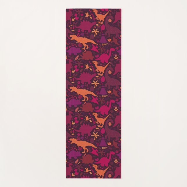 Dino Doodle Silhouettes Kids Dinosaur Yoga Mat (Front)