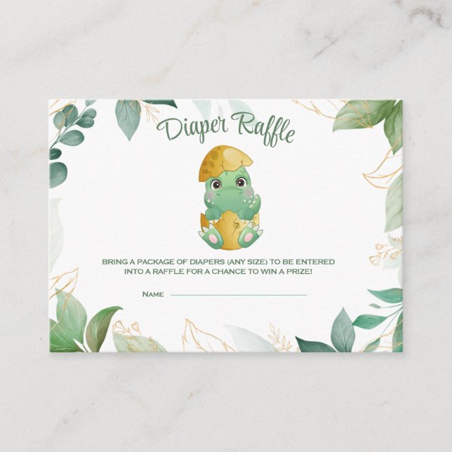 Dino Egg Baby Shower Diaper Raffle Card (Front)