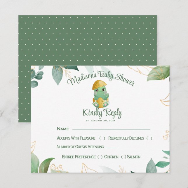 Dino Egg Baby Shower Response Card (Front/Back)