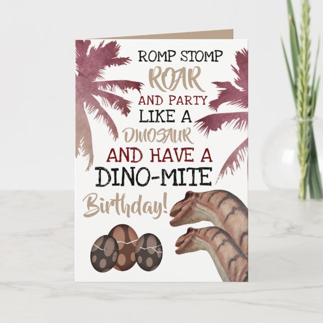 Dino Eggs, Children's Dinosaur Birthday Card (Front)