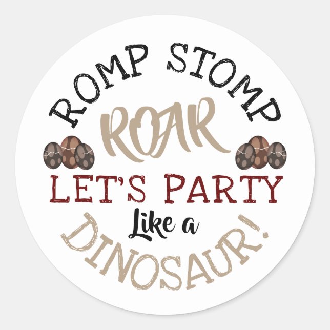 Dino Eggs, Children's Dinosaur Birthday Party Classic Round Sticker (Front)