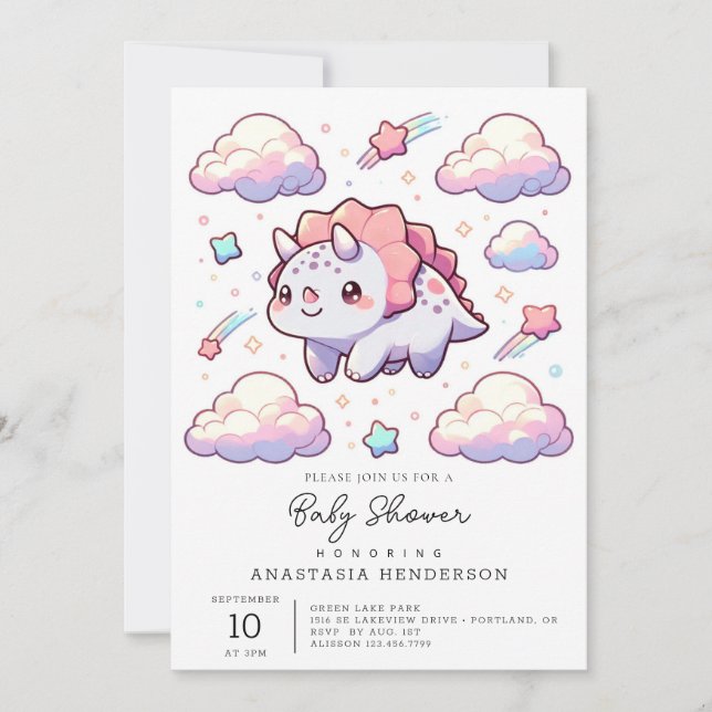 Dino Elegant Dinosaur Baby Shower Invitation (Front)