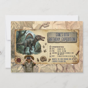 Dino Expedition Spinosaurus Boy's 10th birthday Invitation