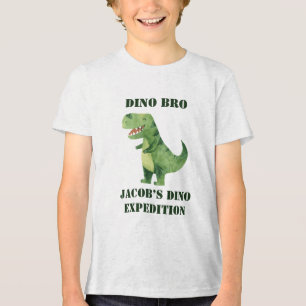 Dino Explorer Brother Dinosaur Birthday Party  Tri-Blend Shirt