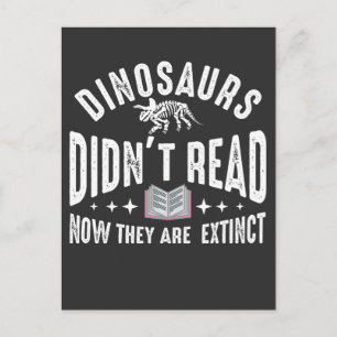Dino extinction Book Reading Funny Dinosaurs Postcard